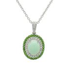 Womens 1/4 Ct. T.w. Genuine Green Opal & Chrome Diopside Accent 14k Gold Pendant Necklace