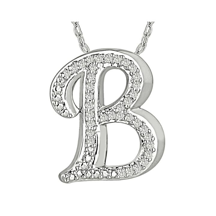 1/7 Ct. T.w. Diamond Sterling Silver Initial B Pendant Necklace