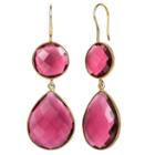 Red Quartz 14k Gold Over Silver Drop Earrings