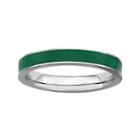 Personally Stackable Sterling Silver Green Enamel Stackable Ring