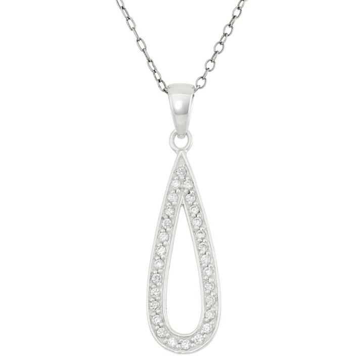 Womens 3/4 Ct. T.w. White Cubic Zirconia Pear Pendant Necklace