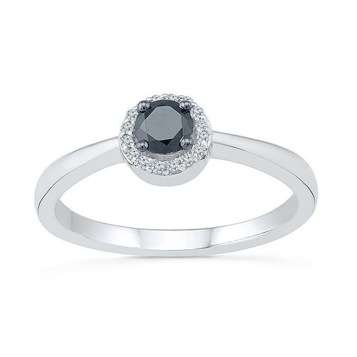 Promise My Love Womens 1/3 Ct. T.w. Round Multi Color Diamond Sterling Silver Promise Ring
