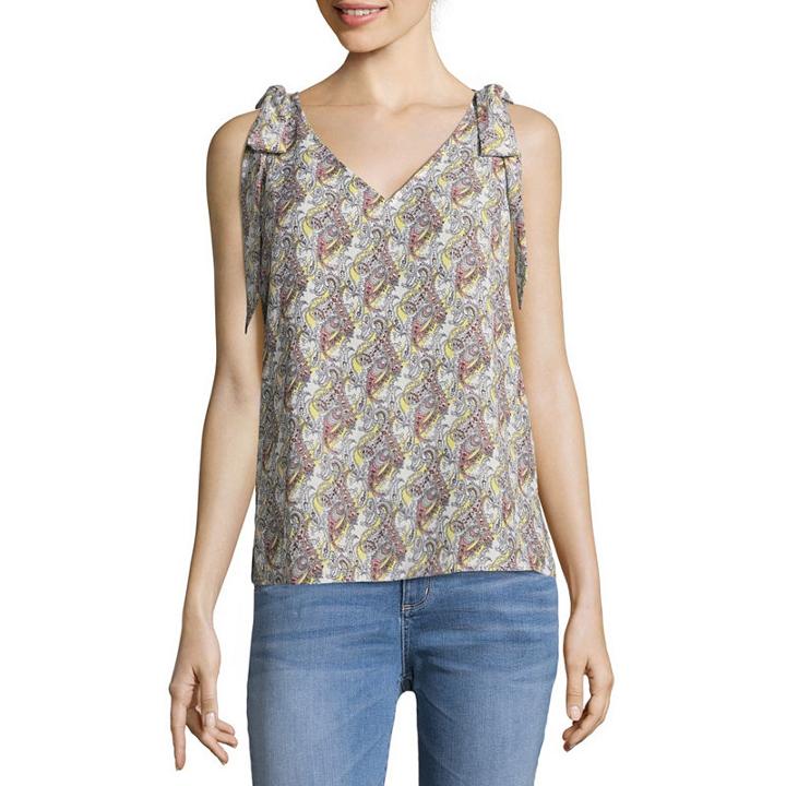 Belle + Sky Sleeveless Bow Shoulder Tank Blouse