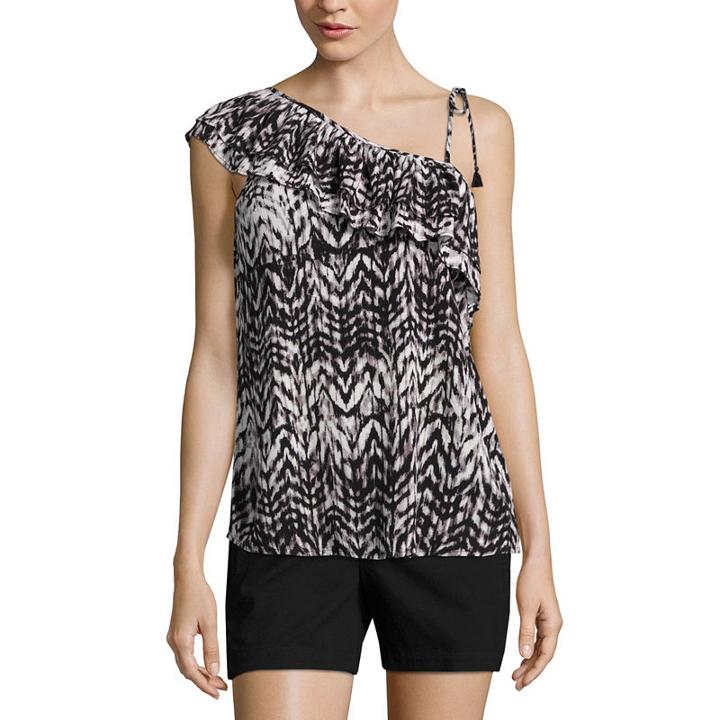 A.n.a Sleeveless Gauze Ruffled Blouse