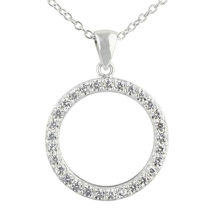 Silver Enchantment&trade; Cubic Zirconia Sterling Silver Circle Pendant Necklace
