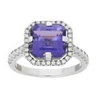 Womens Simulated Tanzanite Purple Sterling Silver Cocktail Ring
