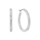 Gloria Vanderbilt Silver-tone Large Pave Hoop Earrings