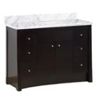 47.6-in. W Floor Mount Distressed Antique Walnut Vanity Set For 3h8-in. Drilling Bianca Carara Top White Um Sink