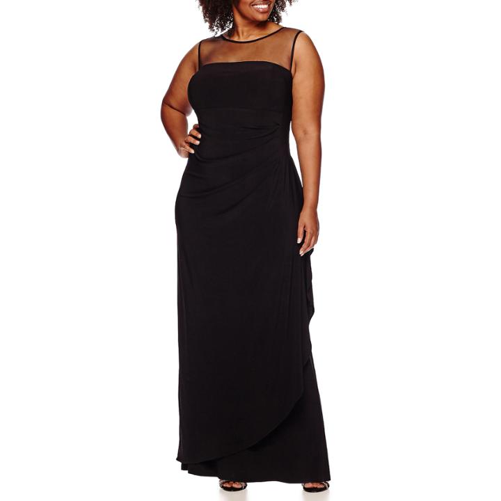 Scarlett Sleeveless Illusion-yoke Dress - Plus