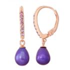 Cultured Freshwater Pearl & Genuine Amethyst 14k Rose Gold Over Silver Earrings