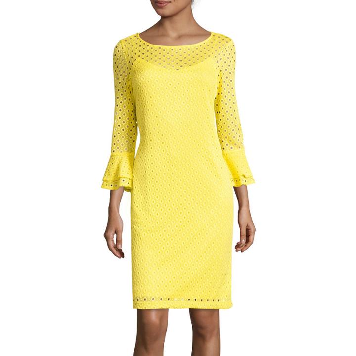 Studio 1 3/4-sleeve Eyelet Lace Sheath Dress
