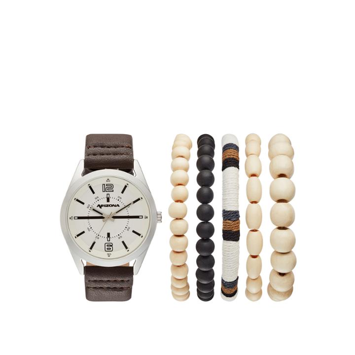 Arizona Mens Brown 6-pc. Watch Boxed Set-fmdarz547