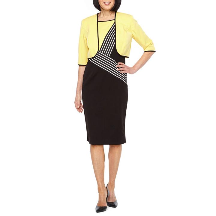 Maya Brooke 3/4 Sleeve Jacket Mid Length Dress