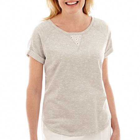 Silverwear Short-sleeve French Terry Eyelet T-shirt - Petite