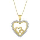 Womens 1/4 Ct. T.w. Genuine White Diamond 10k Gold Heart Pendant Necklace