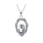 Silver Treasures&trade; Cubic Zirconia Sterling Silver Mary Pendant Necklace