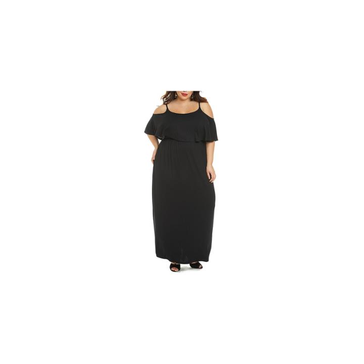 Fashion To Figure Vivi Cold Shoulder Ruffle Maxi Dress-plus