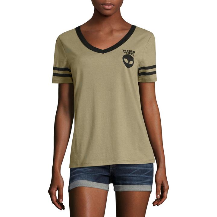 Weird Vibes Alien Head Graphic T-shirt- Junior