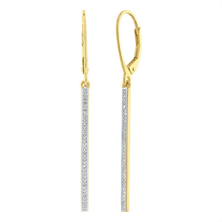 1/10 Ct. T.w. Genuine White Diamond 14k Gold Over Silver Drop Earrings
