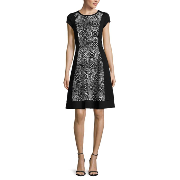 Nicole By Nicole Miller Cap-sleeve Fit-and-flare Dress