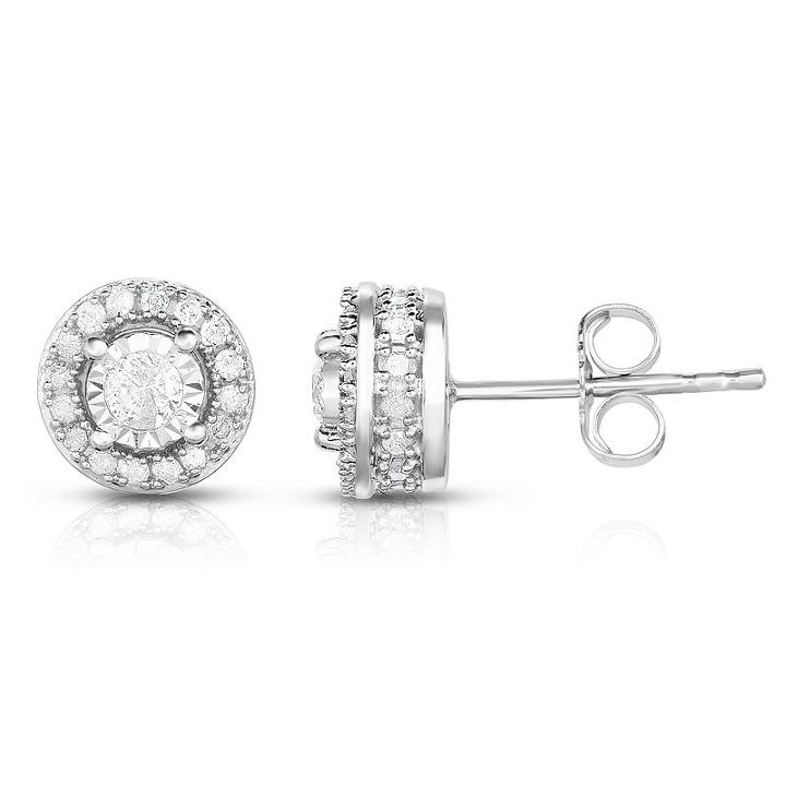 Trumiracle True Miracle 1/2 Ct. T.w. Genuine White Diamond 10k Gold 7.3mm Stud Earrings