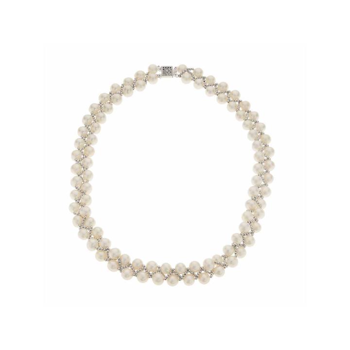 Cultured Freshwater Pearl Sterling Silver Bead Necklace