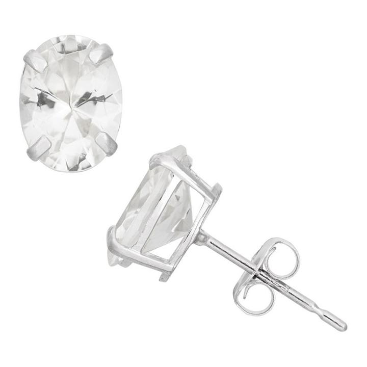 Lab Created White Sapphire 8mm Stud Earrings