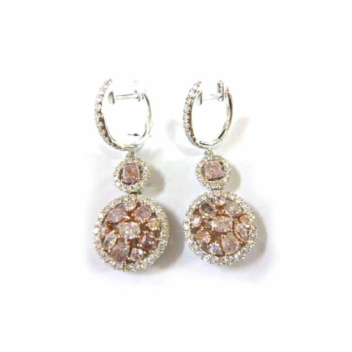 3 Ct. T.w. Pink Diamond 18k Gold Drop Earrings