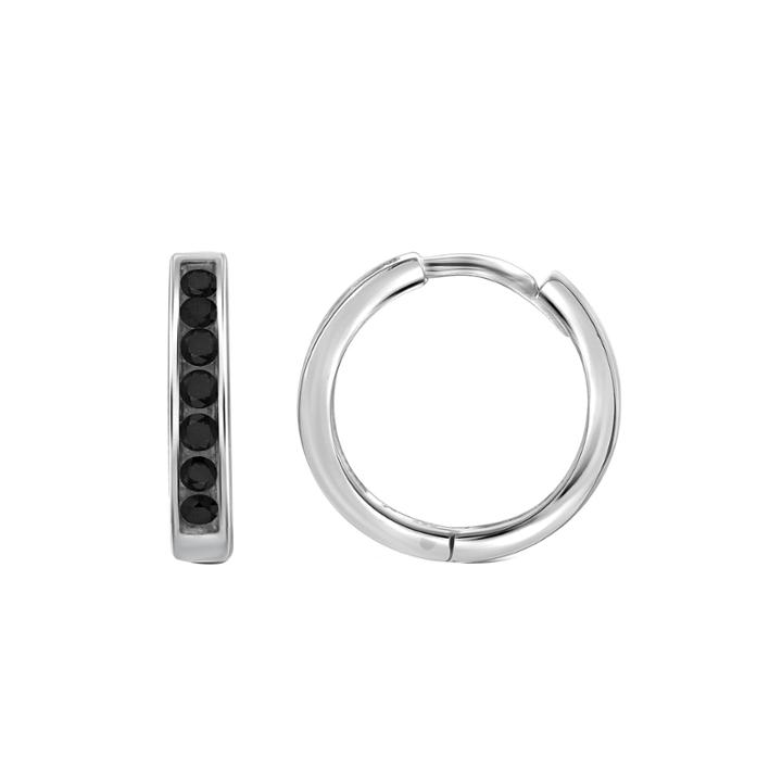 1/2 Ct. T.w. Color-enhanced Black Diamond Sterling Silver Hoop Earrings