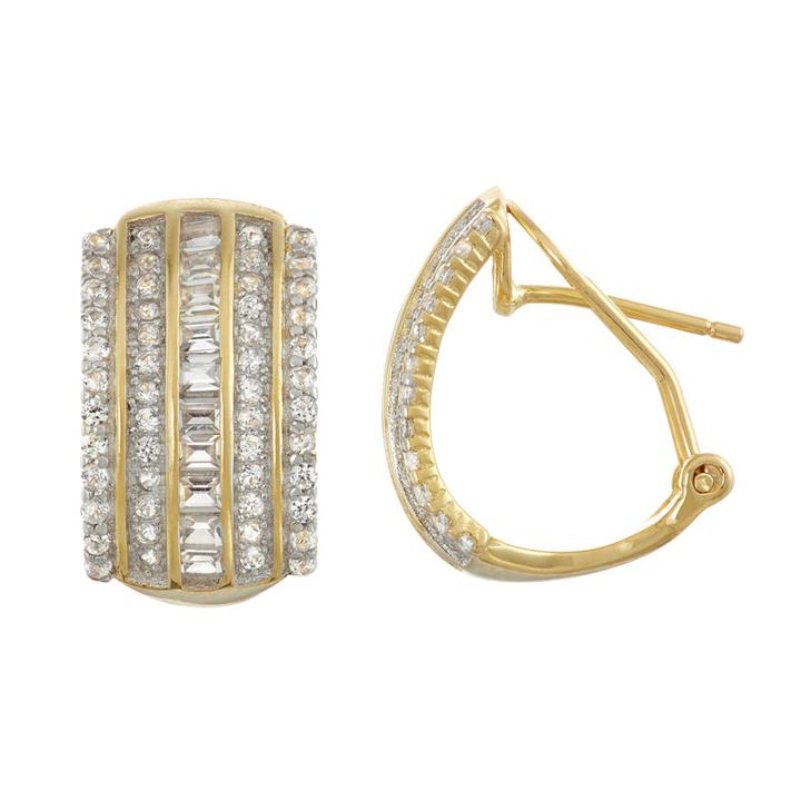 Lab Created White Sapphire 14k Gold Over Silver Sterling Silver 17.1mm Hoop Earrings