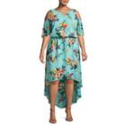 Belle + Sky Cold Shoulder High Low Dress-plus