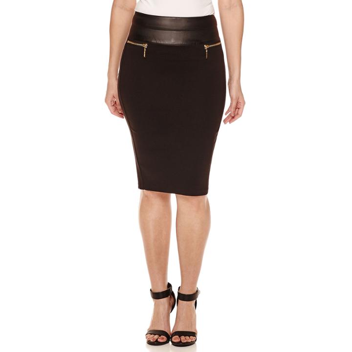 Bisou Bisou Stack Pleather Waist Pencil Skirt