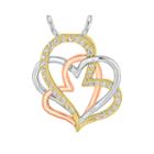 1/4 Ct. T.w. Diamond 10k Tri-color Gold Heart Pendant Necklace