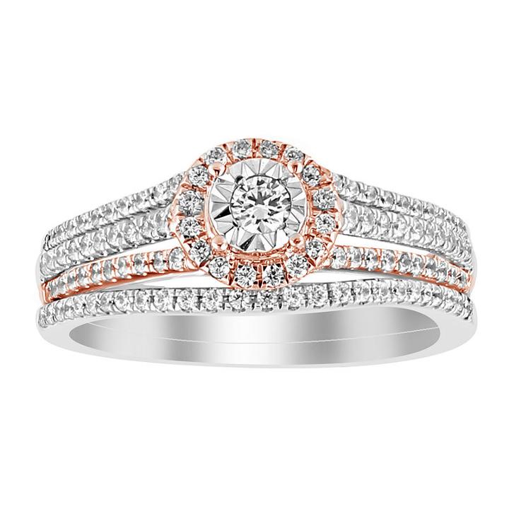 Womens 1/2 Ct. T.w. Genuine White Diamond 14k White & Rose Gold Bridal Set