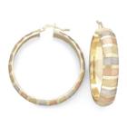14k Tri-tone Gold Over Silver Hoop Earrings