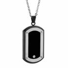 Mens White Cubic Zirconia Stainless Steel Dog Tag Pendant Necklace
