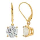 Cubic Zirconia Leverback Earrings 14k Gold Over Sterling Silver