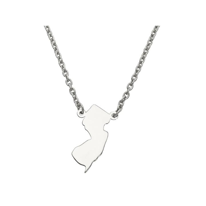 Personalized Sterling Silver New Jersey Pendant Necklace