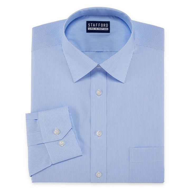 Stafford All Season Coolmax Long Sleeve Woven Checked Dress Shirt Big And Tall