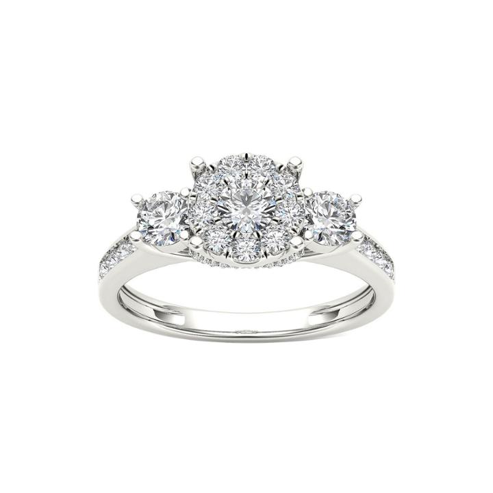 3/8 Ct. T.w. Diamond Cluster Swirl Engagement Ring