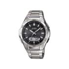 Casio Mens Black Dial Stainless Steel Atomic Time Solar Watch Wvam640d-1a