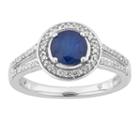 Womens 1/5 Ct. T.w. Genuine Sapphire Blue 10k White Gold Cocktail Ring