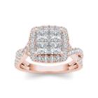 Womens 2 Ct. T.w. Genuine Princess White Diamond 14k Gold Engagement Ring