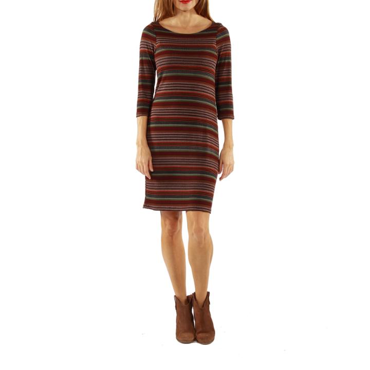 24/7 Comfort Apparel Irresistible Striped Shift Dress
