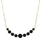Womens Genuine Black Onyx 14k Gold Beaded Necklace