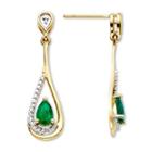 Emerald & Diamond-accent 10k Gold Earrings