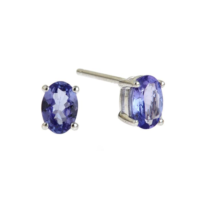 Limited Quantities 14k White Gold Genuine 5.5 X 7.5mm Tanzanite Stud Earrings