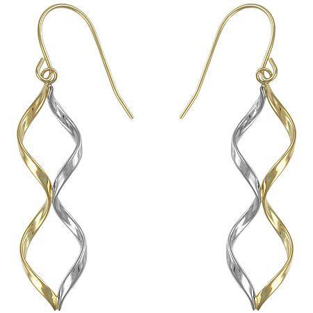 10k Two-tone Twisted Drop Earrings