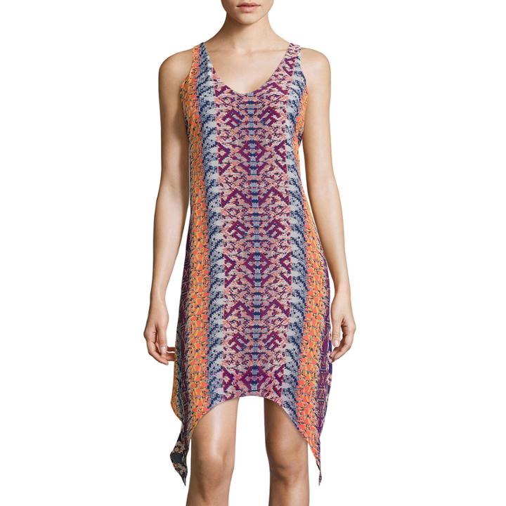 My Michelle Sleeveless Printed Lace-up-back Alternative-hem Dress