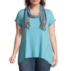 Unity World Wear Short Sleeve Tee With Printed Scarf - Plus
